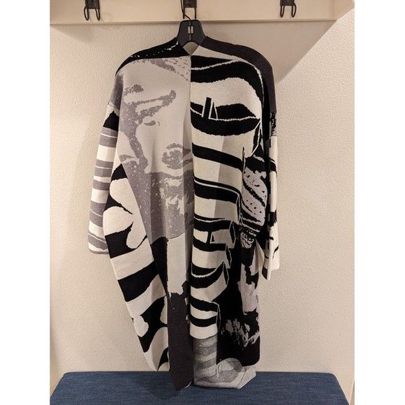 STELLA MCCARTNEY Black The Beatles Get Oversized Intarsia Cotton Coat - Picture 4 of 6